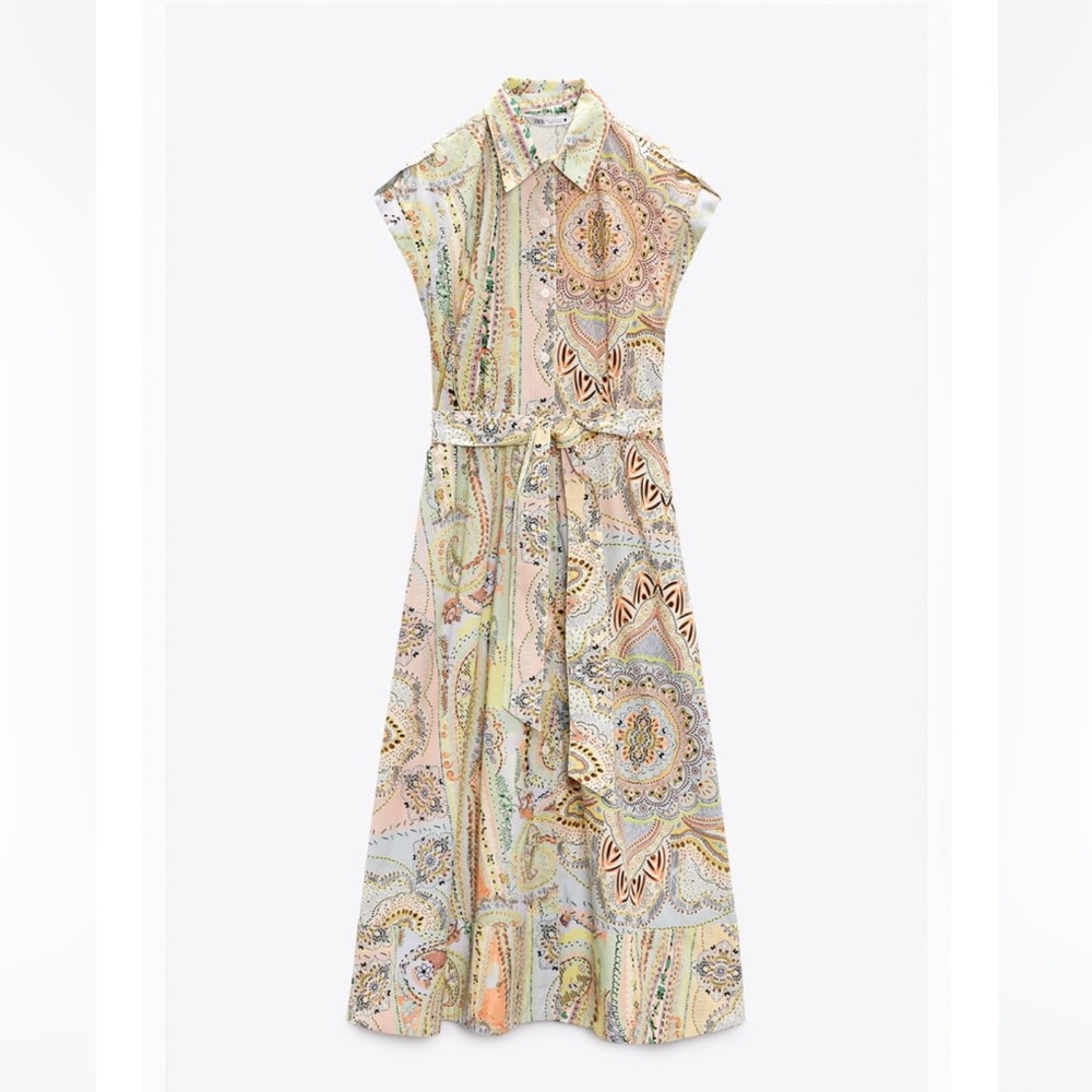 Zara cap sleeve maxi dress